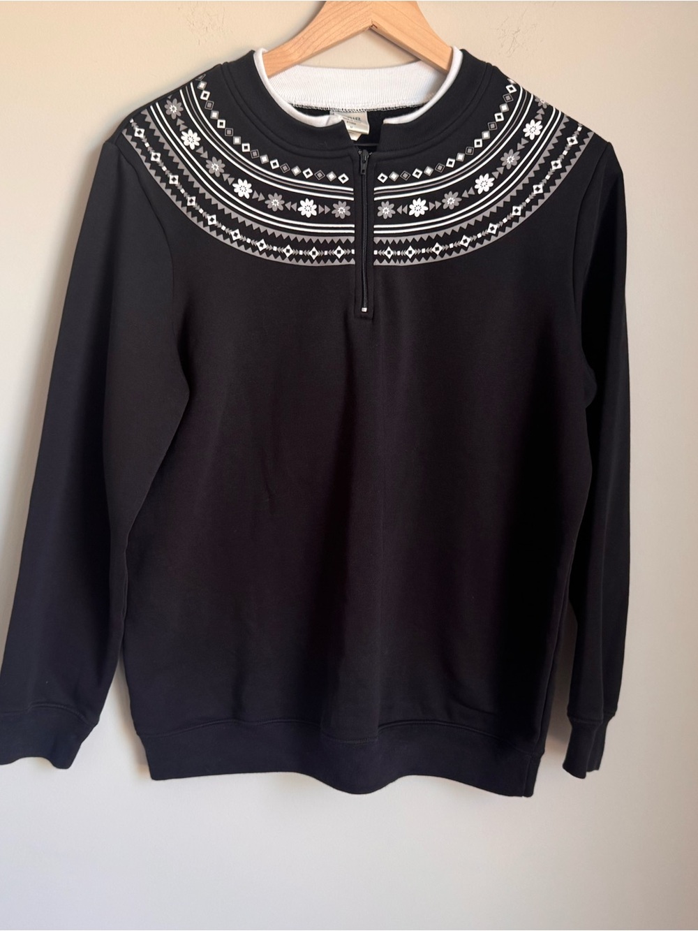 Blair Black Crewneck Pullover with White Nordic Yoke